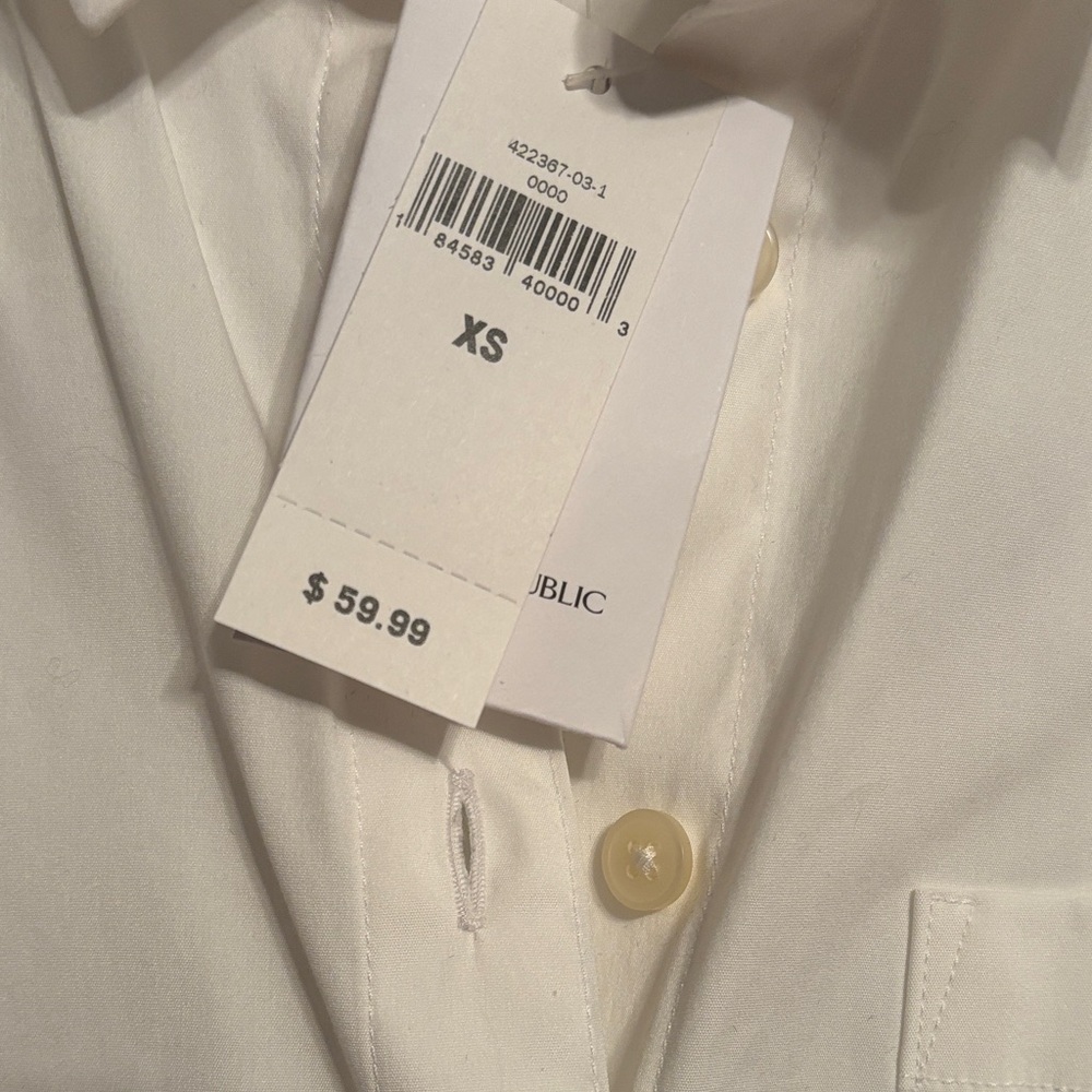 Banana Republic classic poplin white button down shirt size XS NWT - Picture 3 of 9